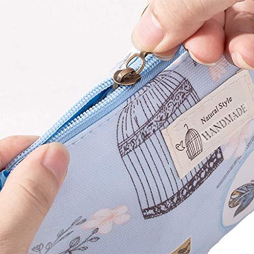 BPQ_W Makeup Bag with Zipper, Cotton Linen Large-Capacity Cosmetic Bag + Flower Print Toiletry Pouch Clutch Organizer Travel Storage Bag (L)