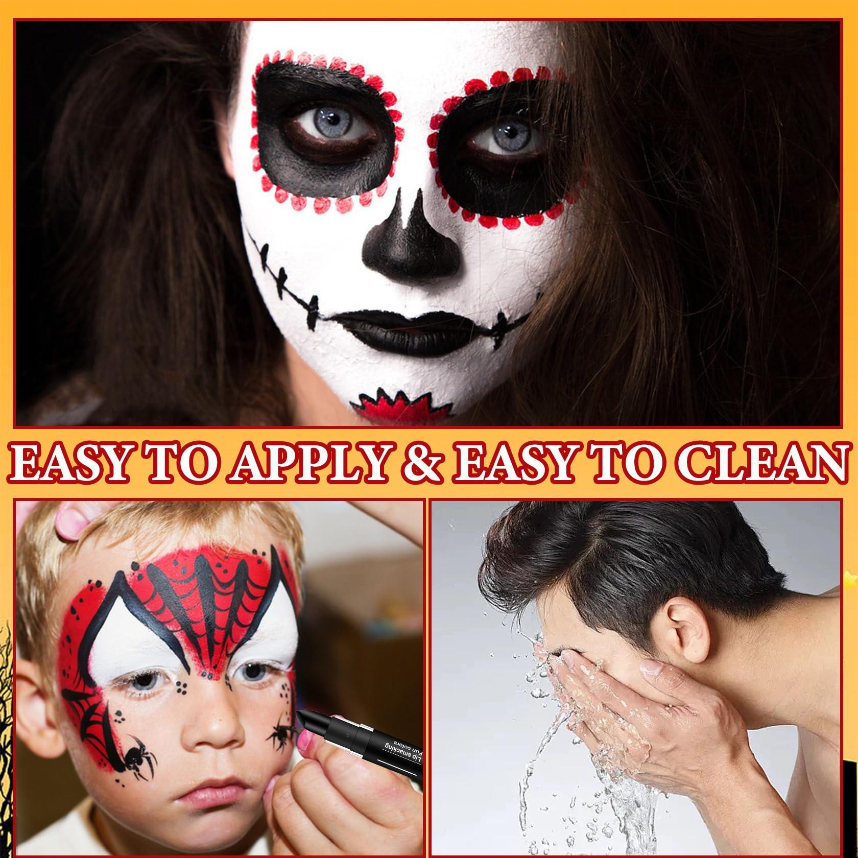 WENJLYJ WENJLYJ 3 PCS Face Body Paint Stick,Sports Eye Black Baseball Stick Professional Eyeblack Face Paint Halloween SFX Goth Makeup for Sports Clown Festival Cosplay CostumeWhite+Black+Red