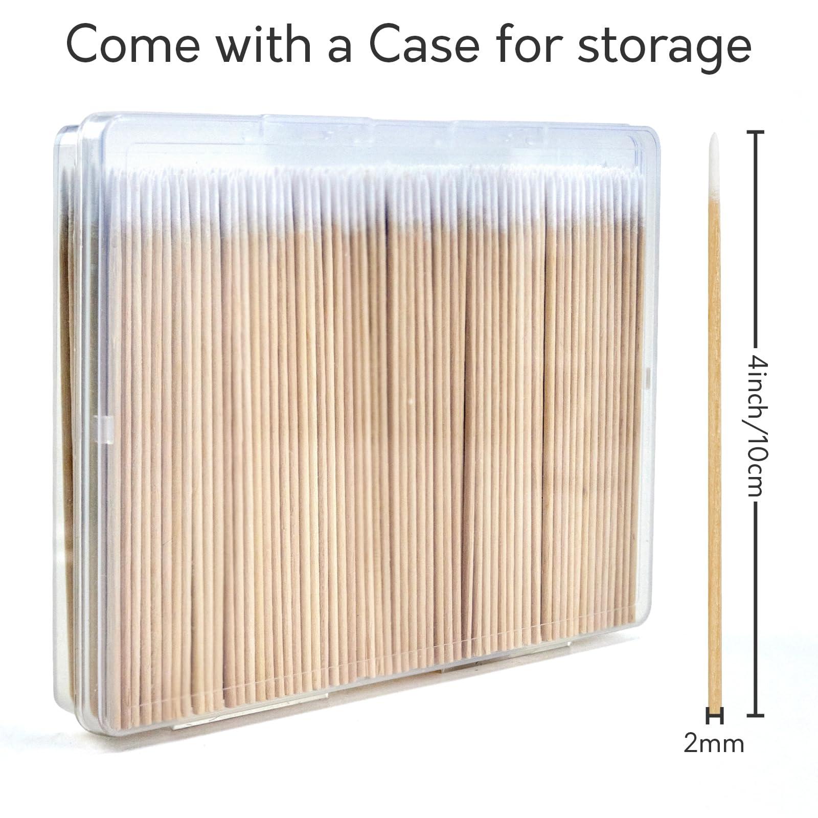 UrbanAbode Pointed Cotton Swabs with Storage Case, Precision Tip Cotton Swabs with Wooden Sticks, Microswabs for Eyelash Extensions Makeup Nails Tattoo Permanent Supplies Craft