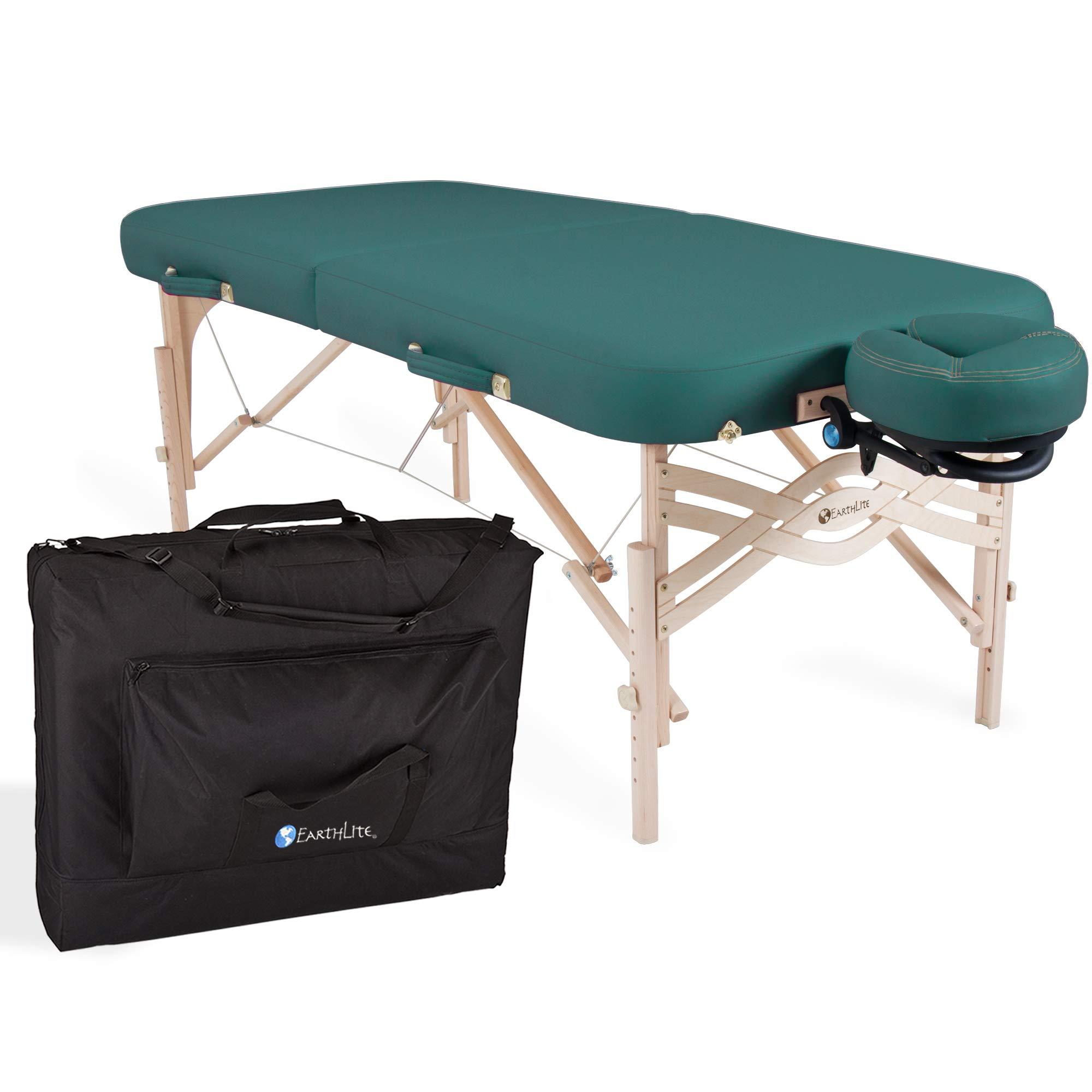 EarthLite EARTHLITE Premium Portable Massage Table Package SPIRIT - Spa-Level Comfort, Deluxe Cushioning incl. Flex-Rest Face Cradle & Strata Face Pillow, Carry Case (30/32 x 73) - Made in USA, Teal