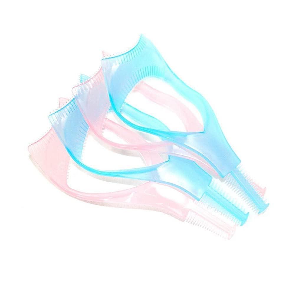 DPWOUM 2Pcs Pink and Blue 3in1 Mascara Shield Guard Eyelash Brush Curler Guide Applicator Comb Makeup Tool Random Color Mascara Brushes Makeup Brushes and Tools