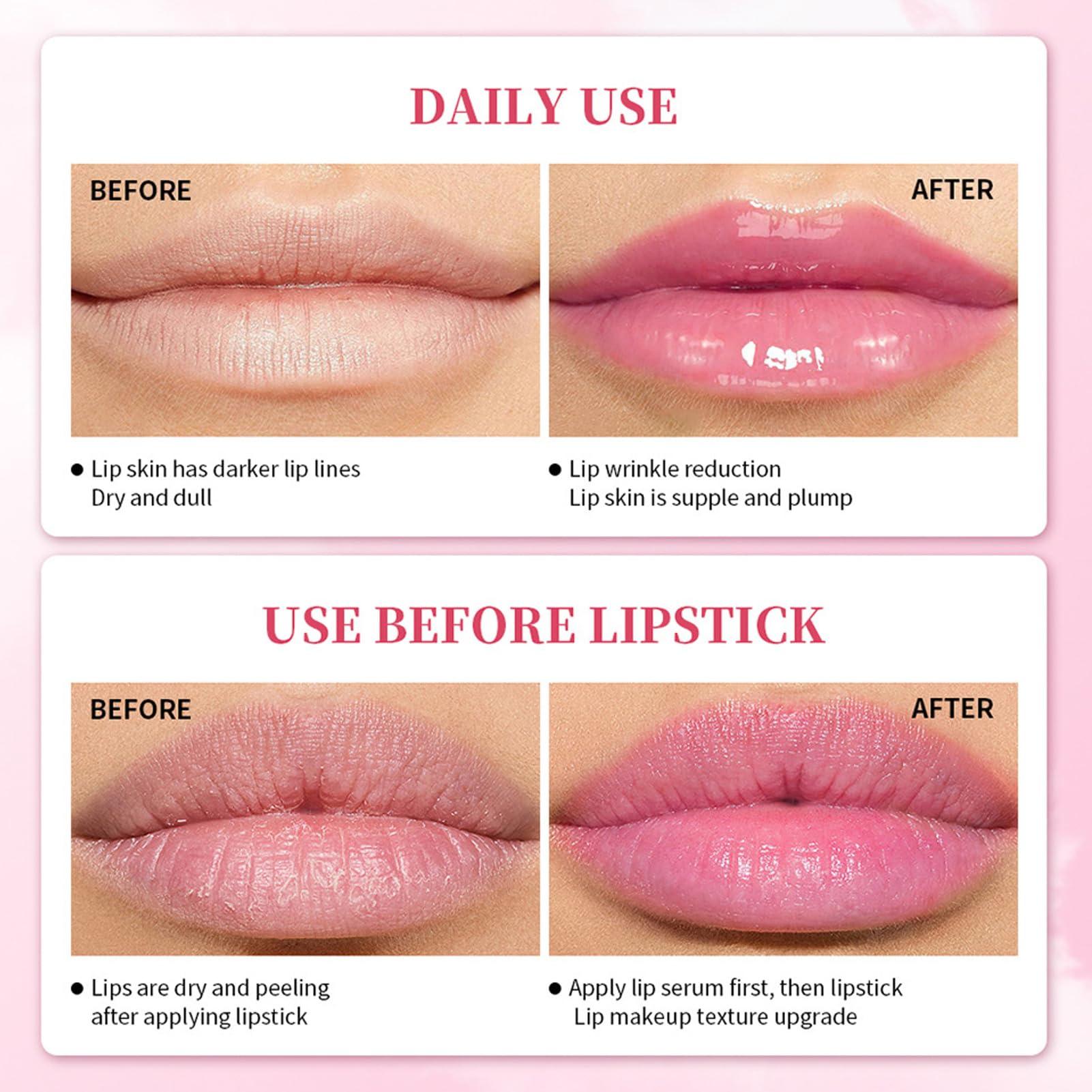Luqeeg Lip Serum, Moisturizing Hydrating, Long Lasting Revitalizing, Lip Serum Oil with Organic Matter, Lightweight Texture, for Youthful and Radiant Look, Makeup Cosmetic