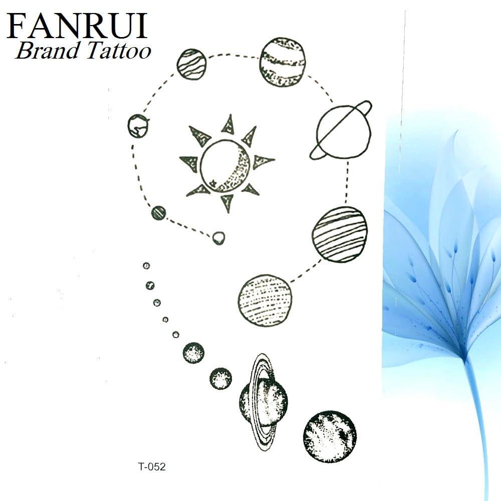 TTHUONG THATHU 3D Round Moon Universe Star Temporary Tattoo Stickers Earth Women Party Face Waterproof Tattoo Stickers Body Artm Art Tatoos Men