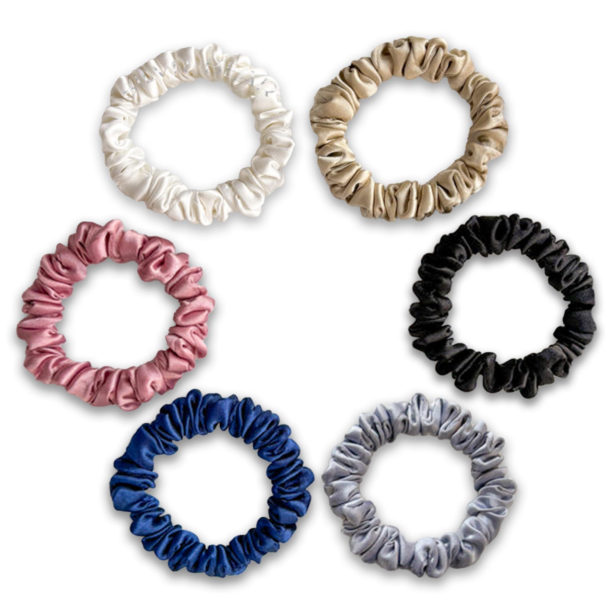 Silvr Bear SILVR BEAR Luxury Satin Scrunchies, Satin Hair Ties for Thick, Thin & Curly Hair, Scrunchies for Women, Girls & Men Softer than Silk Hair Ties (Classic Skinny)