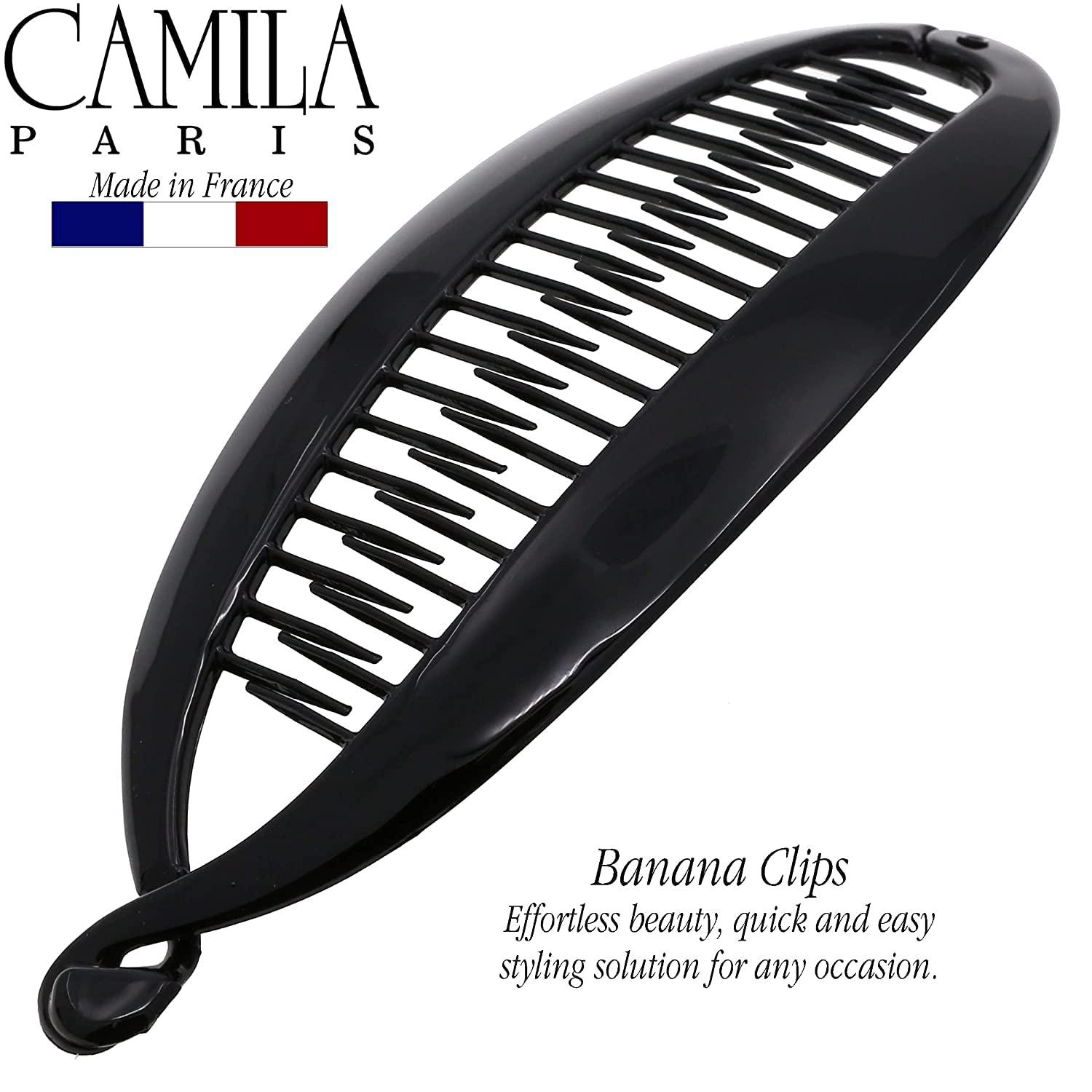Camila Camila Paris NV135 2 Pack French Large Banana Clip Hair Comb Flexible Banana Clips Hair for Thick Hair Ponytail Holder Interlocking Banana Hair Clips Styling Hair Banana Clips for Women Made in France
