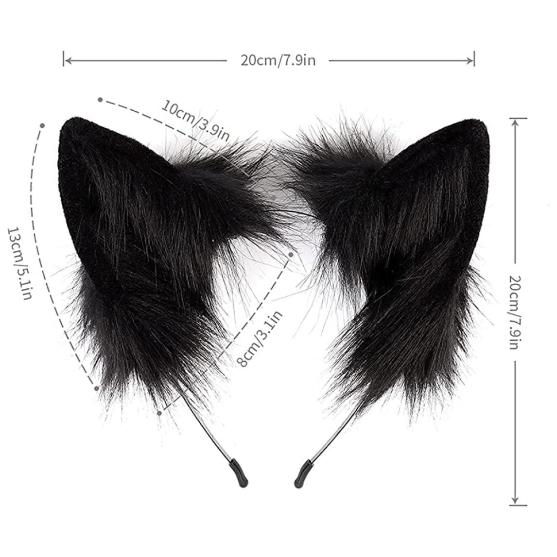 Gcroet Halloween Cat Ears Headband, Fashion Cat Ears Hair Hoop, Cute Cat Ears Hair Band for Women Girls Cat Cosplay Halloween Headwear Fancy Dress Party Black