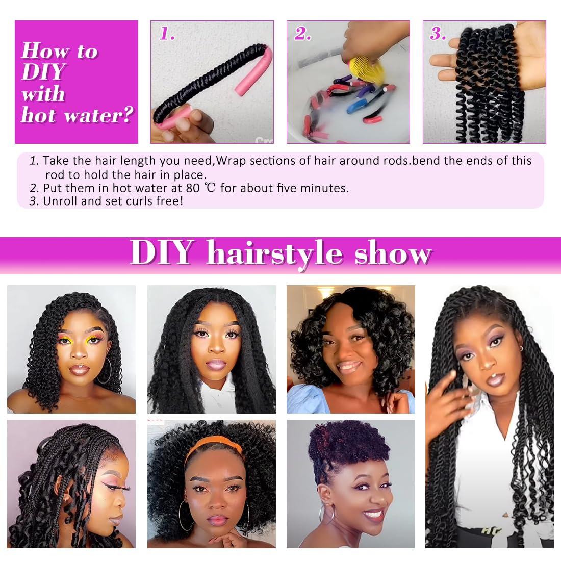 Youngther 100% Brazilian Wool Hair Acrylic Yarn for African Braids/Senegalese Twist/Faux Locs/Wraps with Crochet Hook(4 Roll, Natural Black)