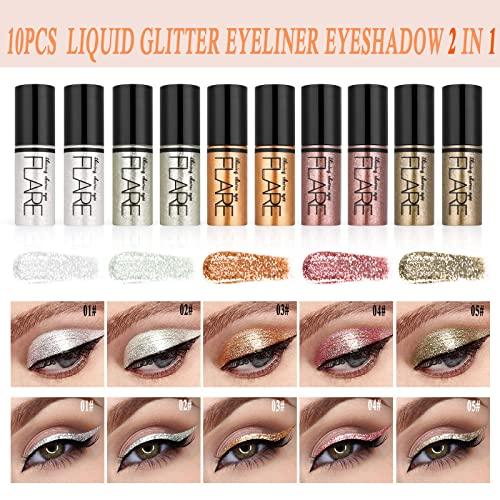 Lucoss Lucoss Glitter Liquid Eyeliner Eye Shadow Makeup Kit Long Lasting Waterproof Sparkling Eyeshadow Metallic Eyeliner Liquid Eye Glitter Makeup