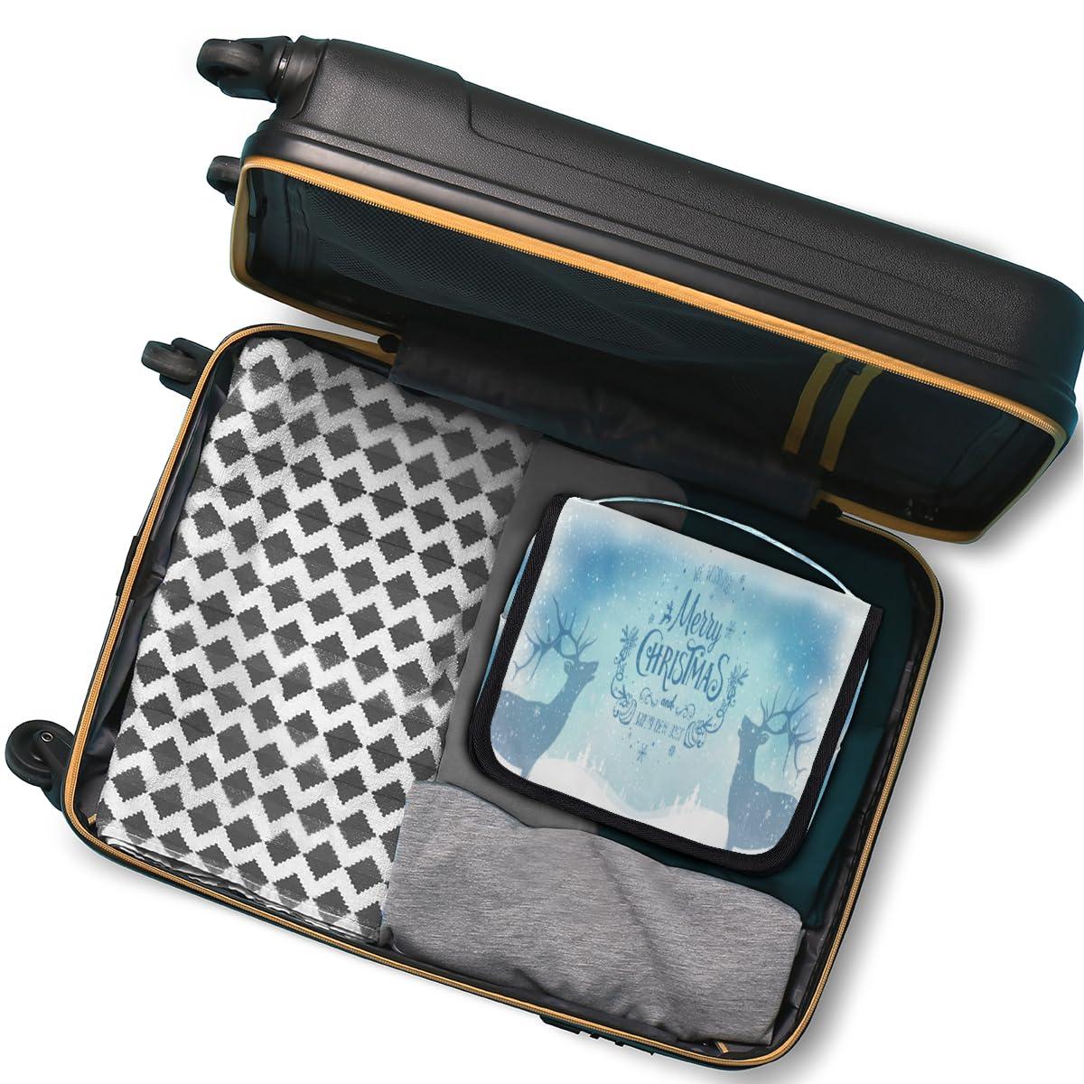 POFATO POFATO Snowflake Moose Christmas Travel Toiletry Bag Cosmetic Makeup Bag for Women Men Hanging Hook Wash Toiletries Portable Toiletry Bags Organizer