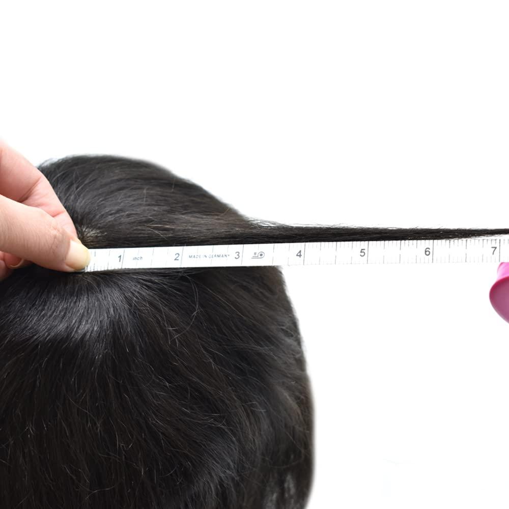 LHC Mens Toupee Full Poly Injection Pu Human Hair System for Men Natural Hairline Hair Unit Replacement Wig (#1 Jet Black)