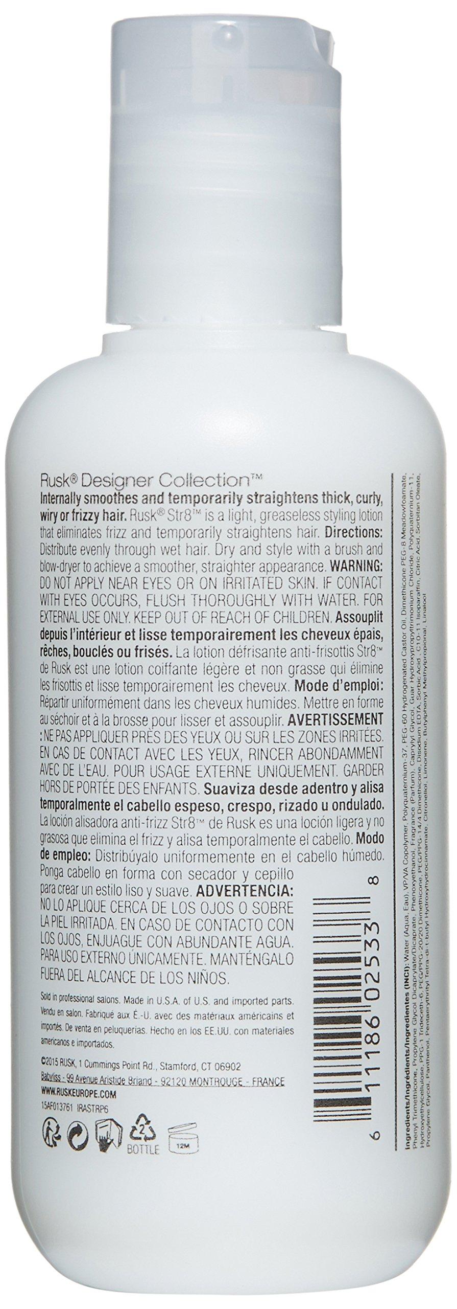 RUSK RUSK Designer Collection Str8 Anti-Frizz and Anti-Curl Lotion, Light, Greaseless, Temporarily Removes Curl and Eliminates Frizz, White 6 oz.