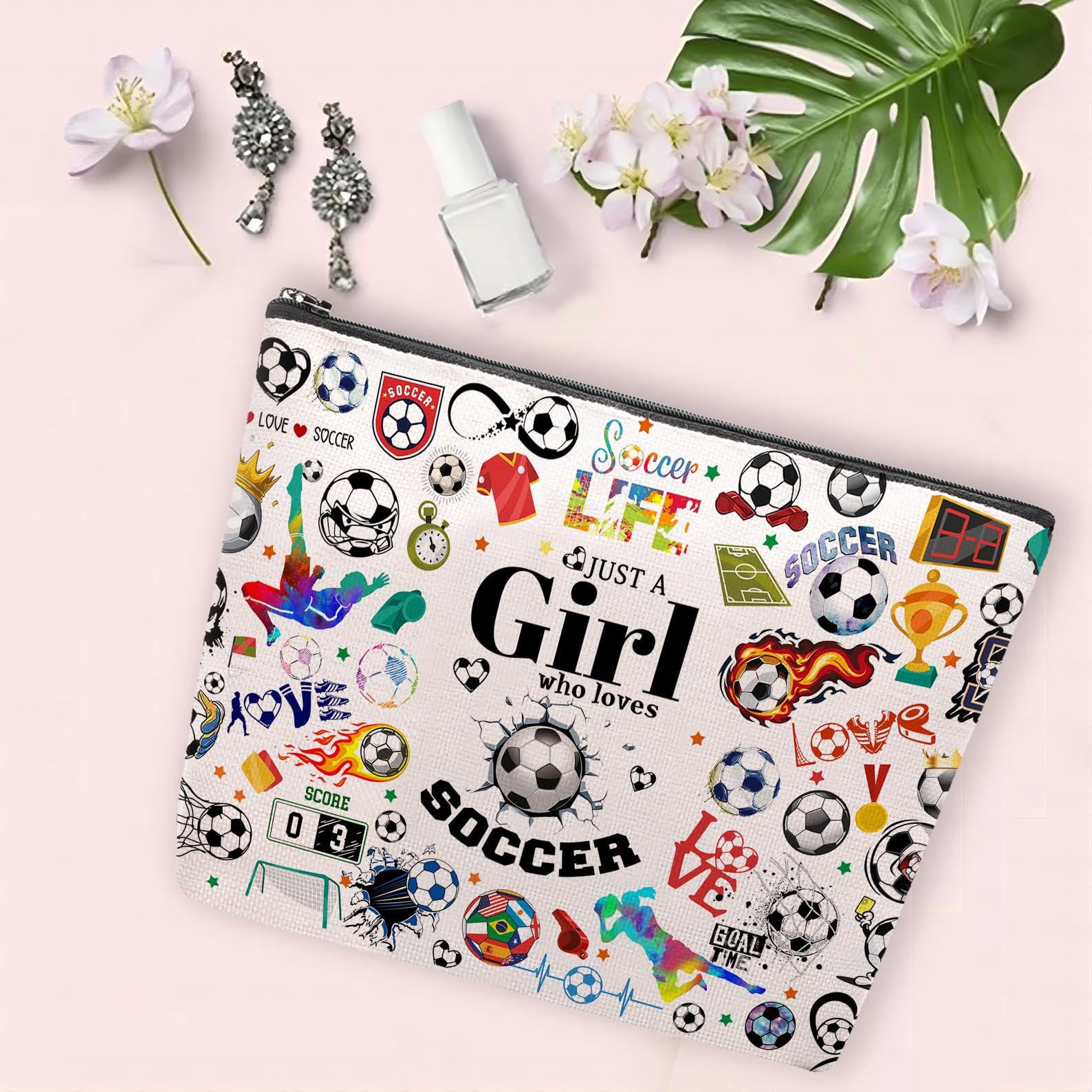 CEASQVAA CEASQVAA Soccer Gifts Makeup Cosmetic Bag for Women, Soccer Coach Gifts, Soccer Team Gifts for Soccer Lovers Players Fans Birthday Gifts for Her Women
