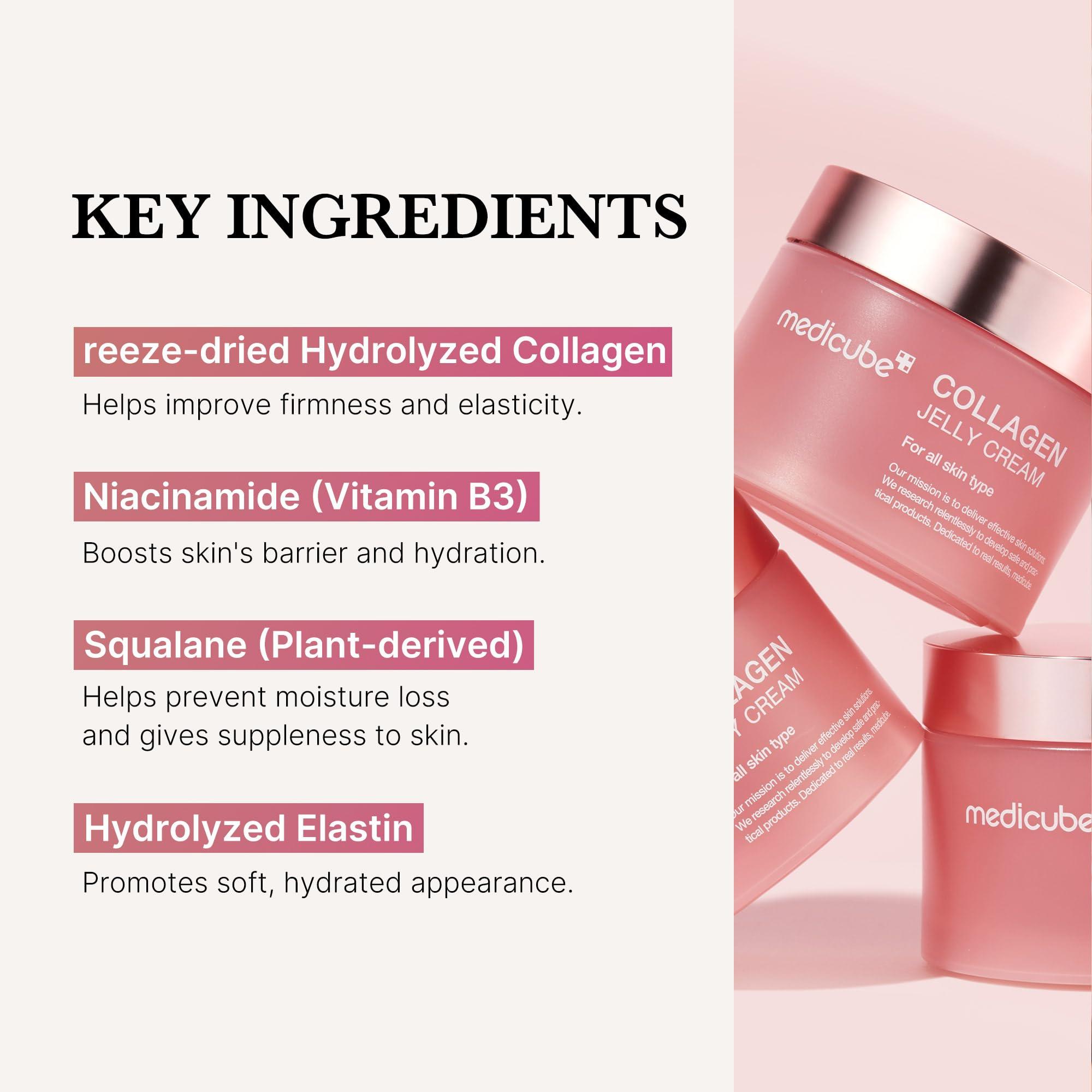 Medicube Medicube Collagen Jelly Cream- Niacinamide & Freeze-Dried Hydrolyzed Collagen - Boosts skin\'s barrier hydration and gives 24h Glow & Lifted Look - No artificial color, Korean skincare (3.71 fl.oz.)