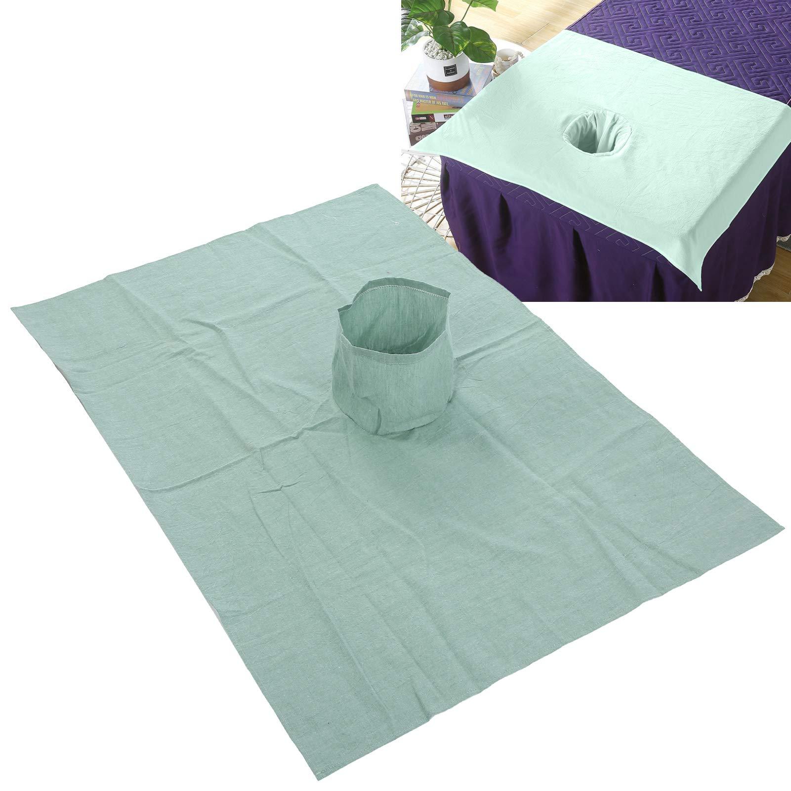 TITA-DONG 27.6 x 39.4in Beauty Salon Massage Bed Sheet, Skin Friendly Cotton Massage Table Cover with Face Hole, Easy Cleaning Reusable Massage Bed Cover For Sheets, Suitable for Massage Spa Tattoo(Dark Green)