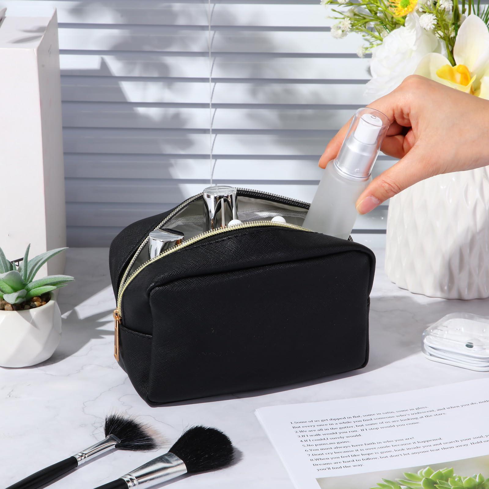Sweetude Sweetude 10 Pcs Preppy Makeup Bag Bulk Cosmetic Bag Birthday Gift Return Gifts for Women Toiletry Pouch DIY PU Leather Skincare Pouch(Black)