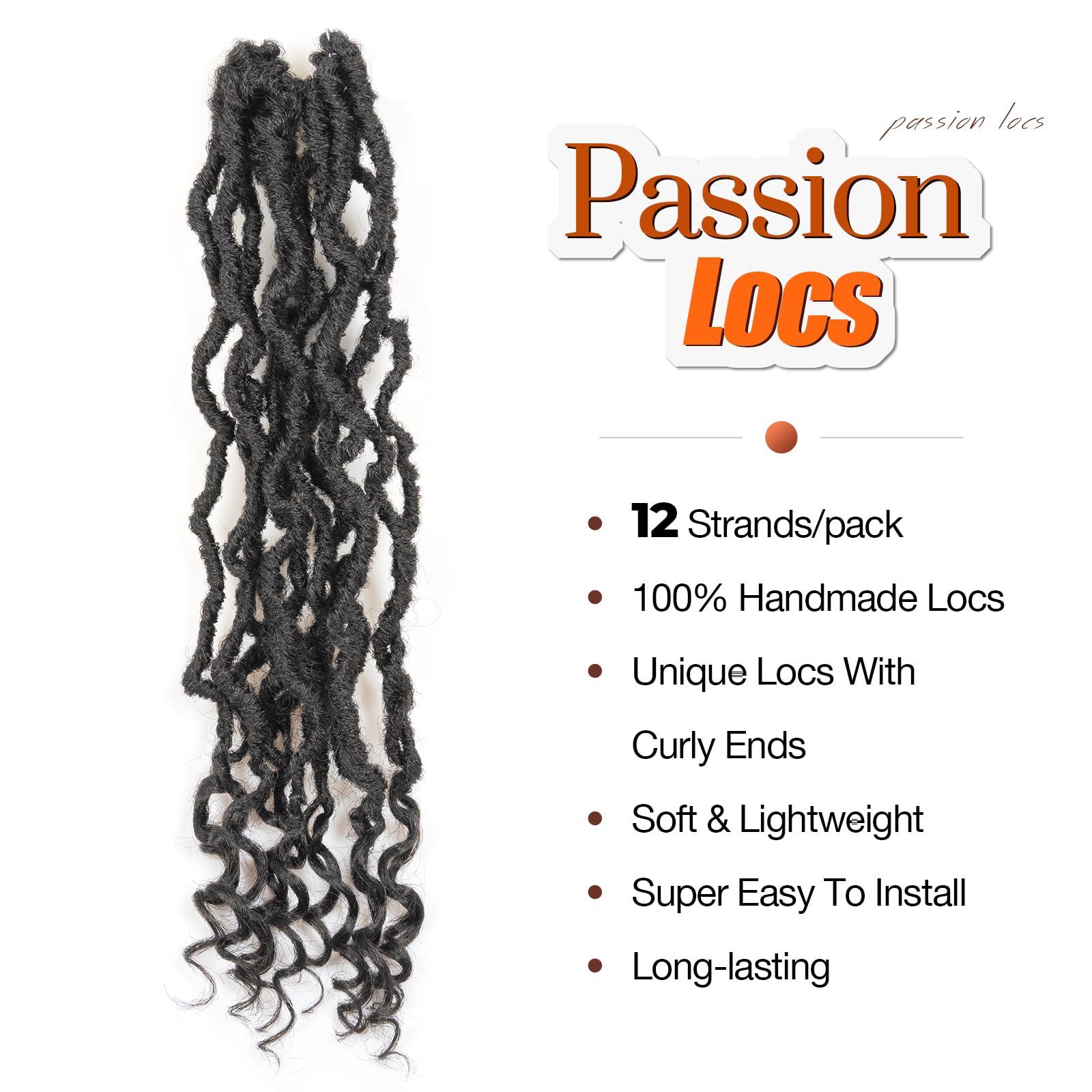 ToyoTress Toyotress Passion Locs Crochet Hair - 18 Inch 8 Packs Natural Black Faux Locs Crochet Hair Curly Ends, Long Curly Locs Braids Pre-Looped Synthetic Braiding Hair Extensions (18 Inch, 1B)