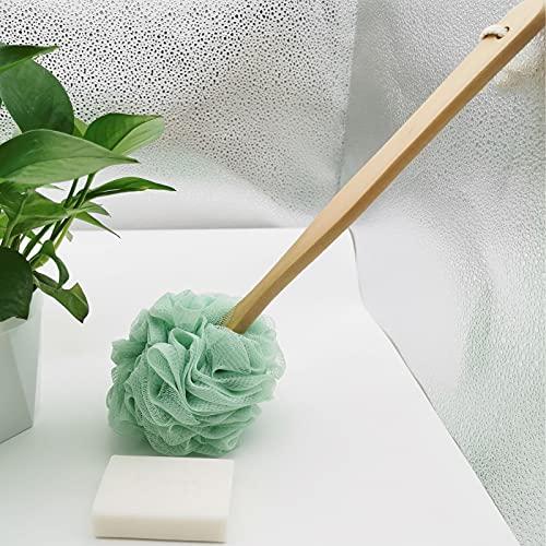 Arswin Arswin Loofah Sponge Back Scrubber, Wooden Long Handle Bath Sponge Lufa Shower Brush, Soft Nylon Mesh Back Cleaner Washer, Men & Women Exfoliating Luffa Pouf on a Stick for Body (Green)
