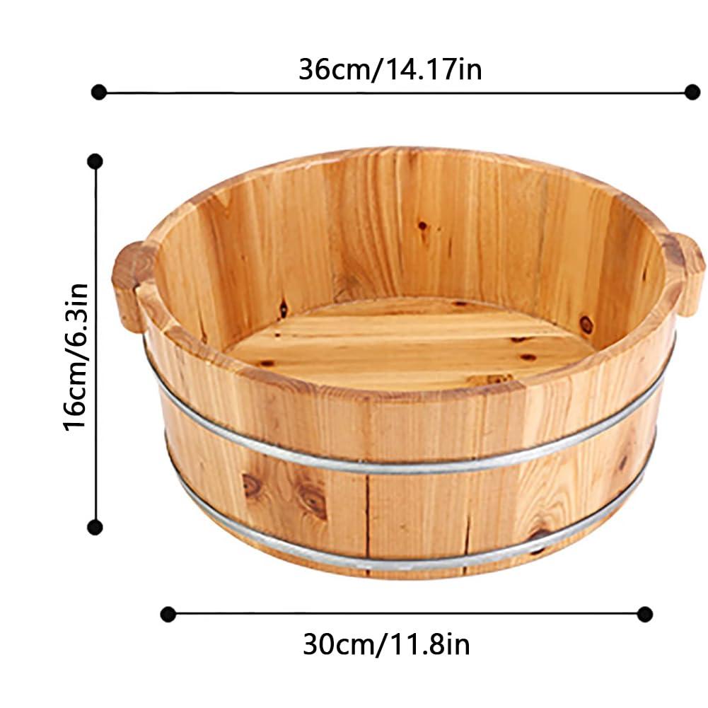 MegLob MegLob Solid Wood Foot Bath Bucket, Wooden Large Foot Soaking Tub, Feet Spa Soaking Basin, Classic Wooden Foot Bath Barrel, Alleviate Fatigue, Help Sleep, Pedicure Foot Soaking Bath Container,S