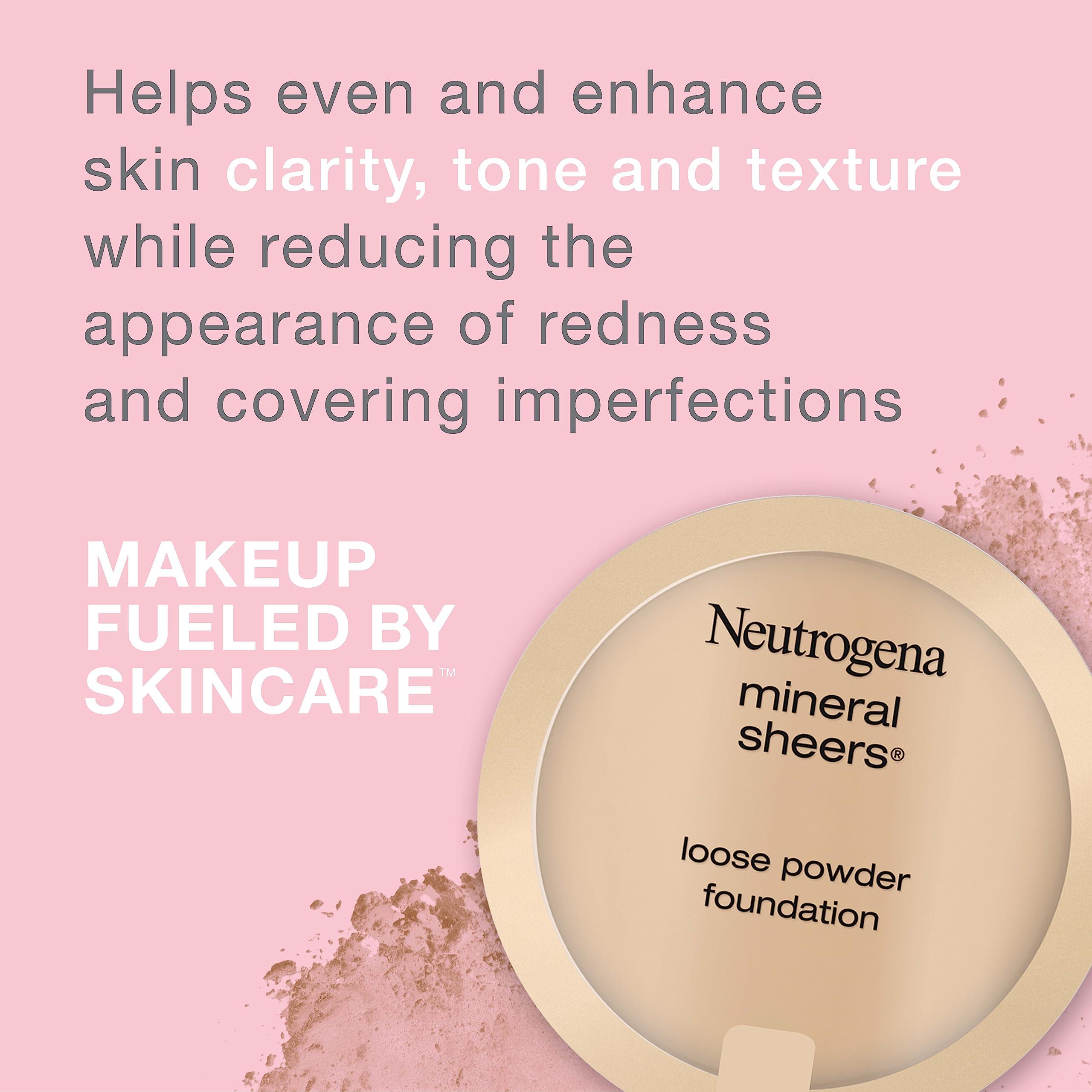 Neutrogena Neutrogena Mineral Sheers Lightweight Loose Powder Makeup Foundation with Vitamins A, C, & E, Sheer to Medium Buildable Coverage, Skin Tone Enhancer, Face Redness Reducer, Natural Ivory 20,.19 oz