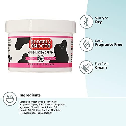 UDDERLY SMOOTH Udderly Smooth Extra Care Hand/Body Deep Moisturizing Cream with 20% Urea, Unscented, 8 Ounce