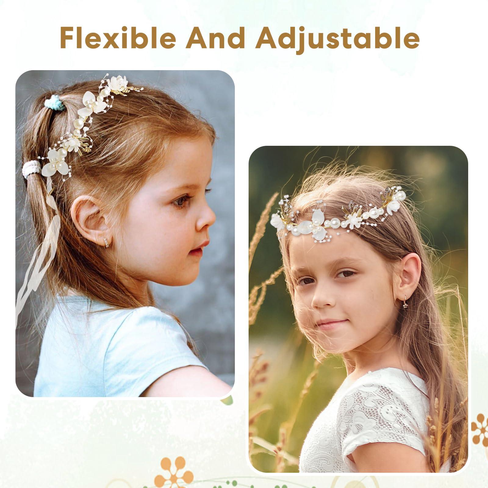 Sumotia Sumotia 3 Pcs Flower Girl Headpieces Headband Hair Accessory Pearl Princess Flower Crown for Birthday Party Prom Wedding Photography