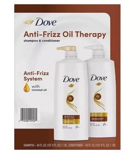 DOVE Hair Dove Anti Frizz Oil Therapy Shampoo and Conditioner 40 fl.oz