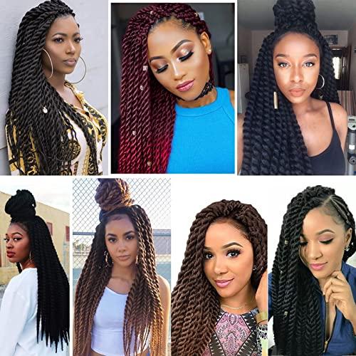 Admutty Havana Twist Crochet Hair 6 Packs 22 inch Crochet Braids Senegalese Twist crochet Hair Jumbo Havana Twist Crochet Braids(4#)