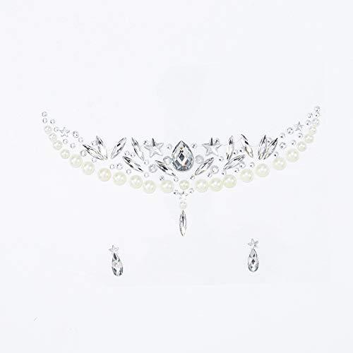 LUDRESS Ludress Face Crystal Pearl Face Gems Stick on Face Halloween Face Jewels Festival Mermaid Tears Face Stickers Rave Party Body Stickers Tattoos Face Decoration Make Up for Women and Girls (Multi-colore