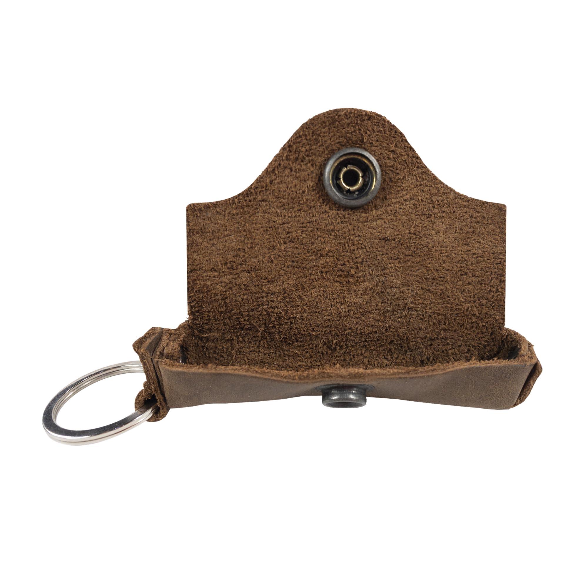 Hide & Drink Hide & Drink, Lip Balm Keychain Holder, Lip Protection, Classic Vintage, Brass Metal Clasp, Full Grain Leather, Handmade, Bourbon Brown