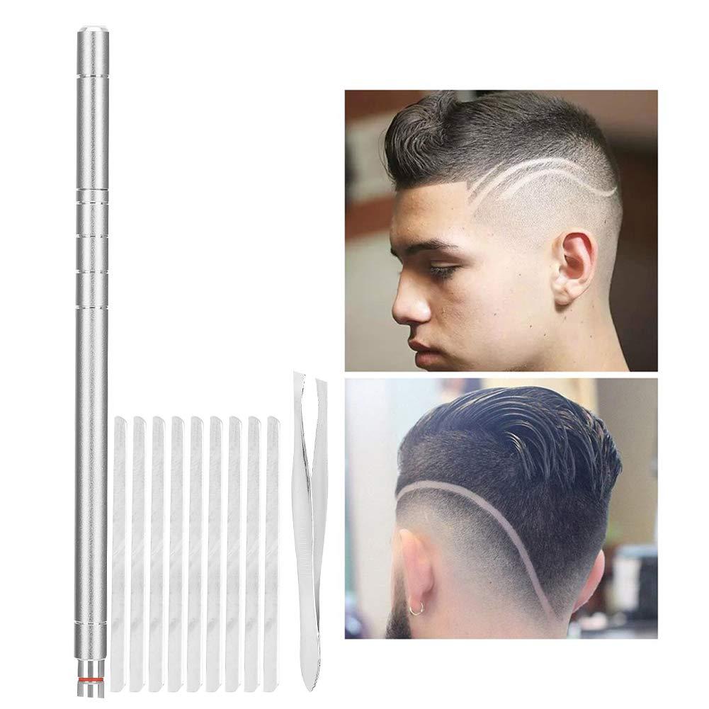 Yosoo Health Gear Hair Engraving Pen, Eyebrow Shaving Pen, Pen Razor for Hair Tattoo, Professional Hair Engraving Pen Kit Stainless Steel Eyebrow Beard Shaving Trimmer (Silver)