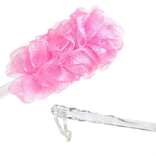 AllTopBargains 2 PC Bath Brush Long Handle Skin Exfoliating Shower Back Scrubber Sponge Loofahs