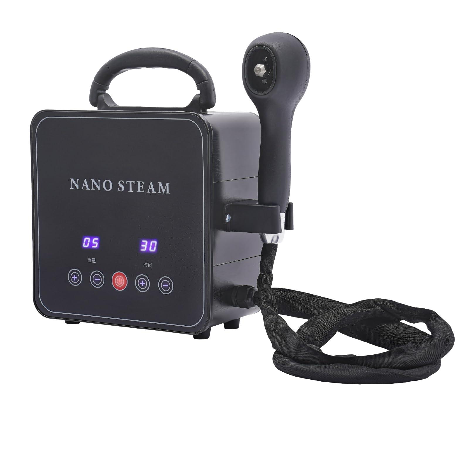 DUYIWAA Hair Steamer for Hair Portable Hair Steamer for Black Hair, Removable Nozzle Hair Steamer, Adjustable Mist & Timer, Multifunction Hair Steamer Nano Hair Steamer for Deep Conditioning