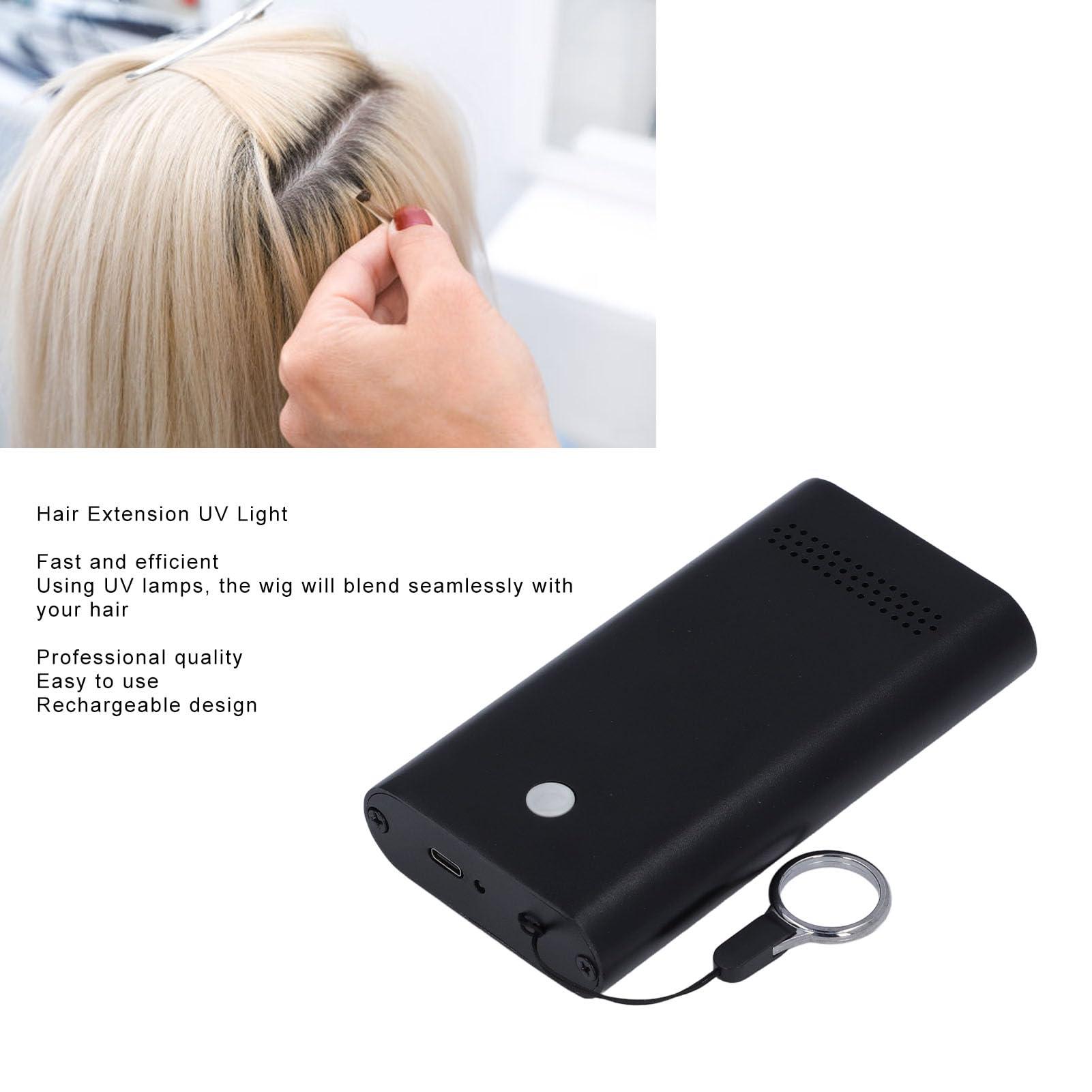 Bewinner V Light Hair Extension Machine - V Light Extensions Kit, Rechargeable Portable Extension Lamp with 6Pcs 395nm LED Beads, Hair Extensions Tool, Fast Curing Wig