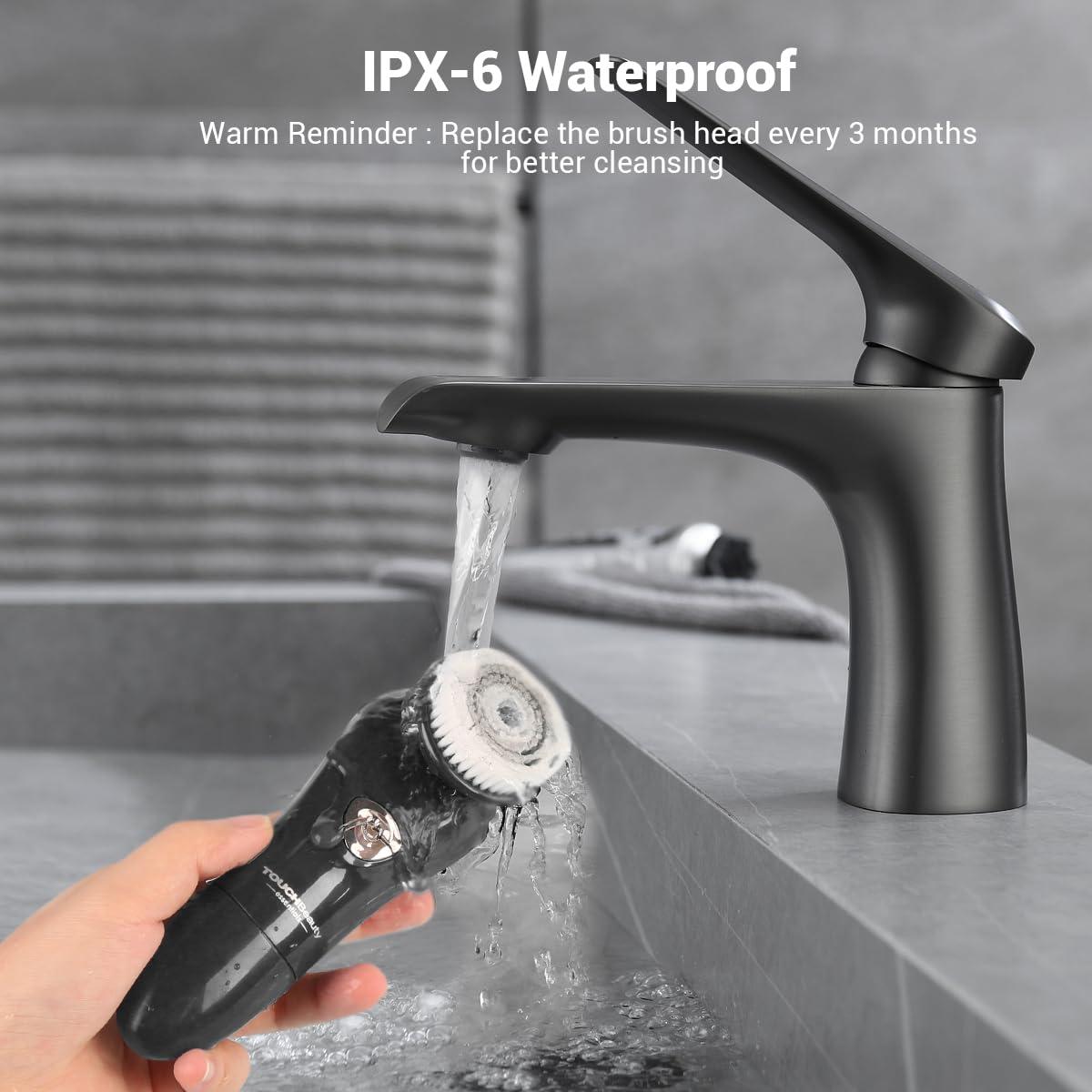 TOUCHBeauty TOUCHBeauty Facial Brush for Men Skin Scrubber with Advanced 6 Degree Oscillating Vibration Cleansing Technology, Waterproof Men's Facial Exfoliator Massager Black TB-1487