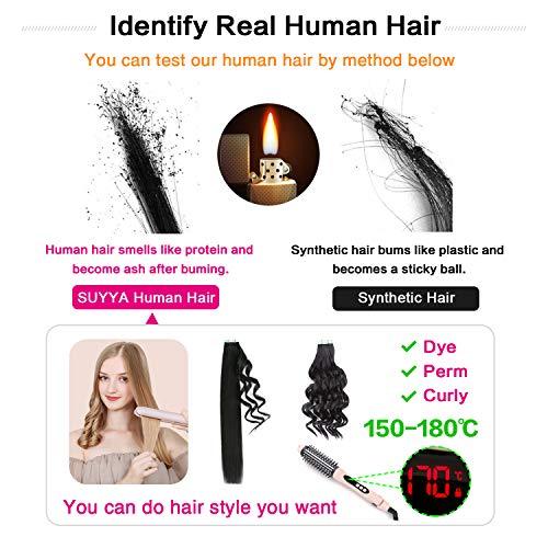 SUYYA SUYYA Tape in Hair Extensions Human Hair Jet Black 100% Real Human Hair 12 inches 20pcs 40g/pack Straight Seamless Skin Weft Tape in Hair Extensions(12 inches #1 Jet black)