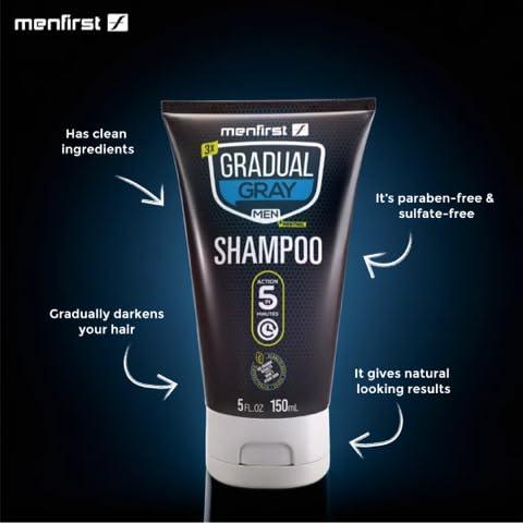 MENFIRST MENFIRST Gradual Gray - Good Bye Gray Hair- 3-in-1 Shampoo and Hair Pomade - 2 Pack Bundle