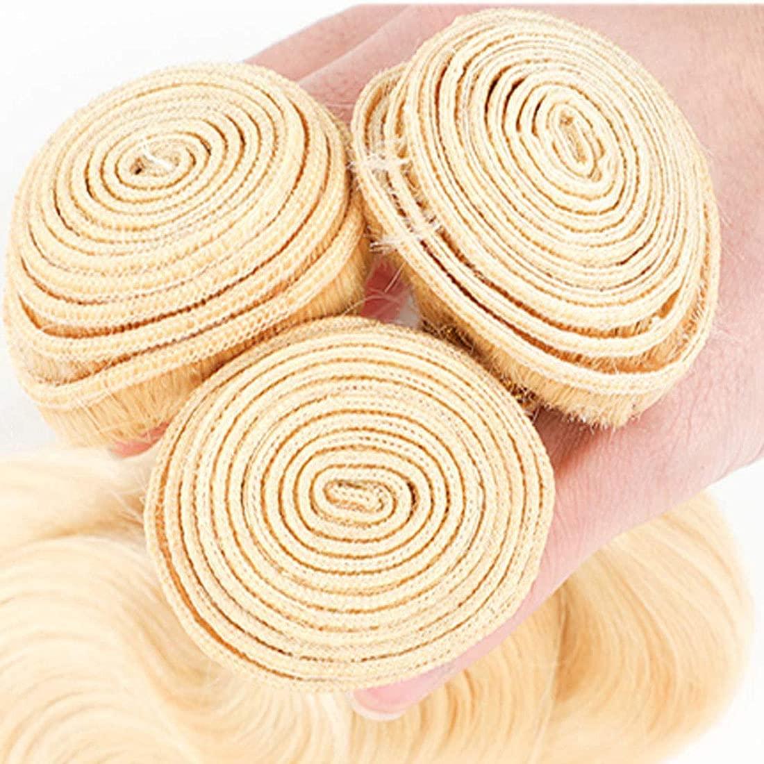 muaowig Muaowig #613 Body Wave Human Hair Bundles Blonde Hair Extensions 1 Bundle Hair Weaves For Women Honey Blonde Real Unprocessed Virgin Hair Bundles 12 Inch