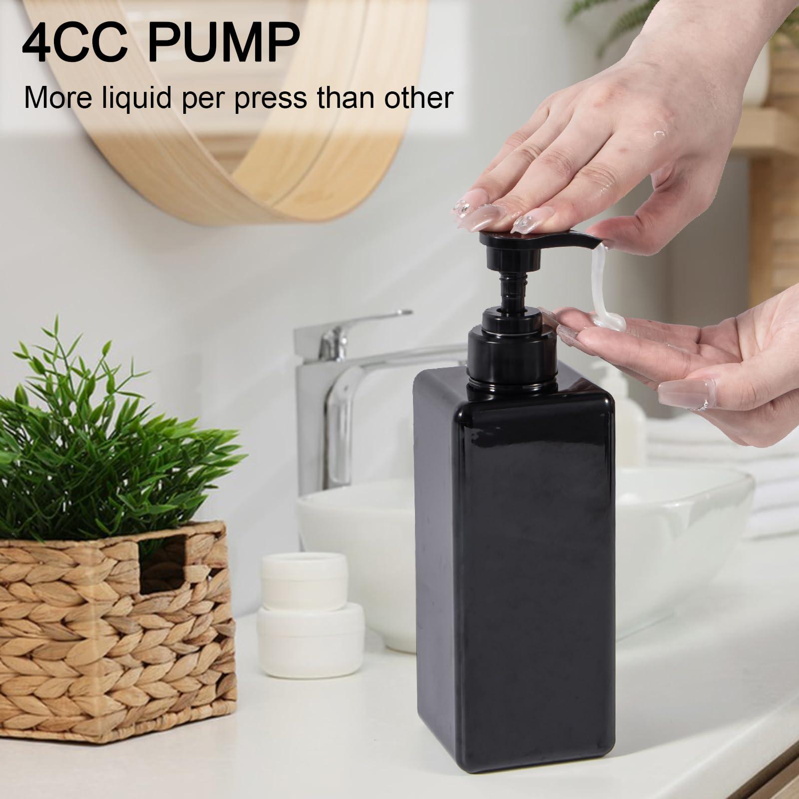 Yebeauty Yebeauty Pump Bottle Dispenser, 22oz 650ml Empty Plastic Shampoo Pump Dispenser Shower Soap Dispenser Refillable Liquid Containers for Conditioner Body Wash, Bathroom Kitchen, 2 Pack Black