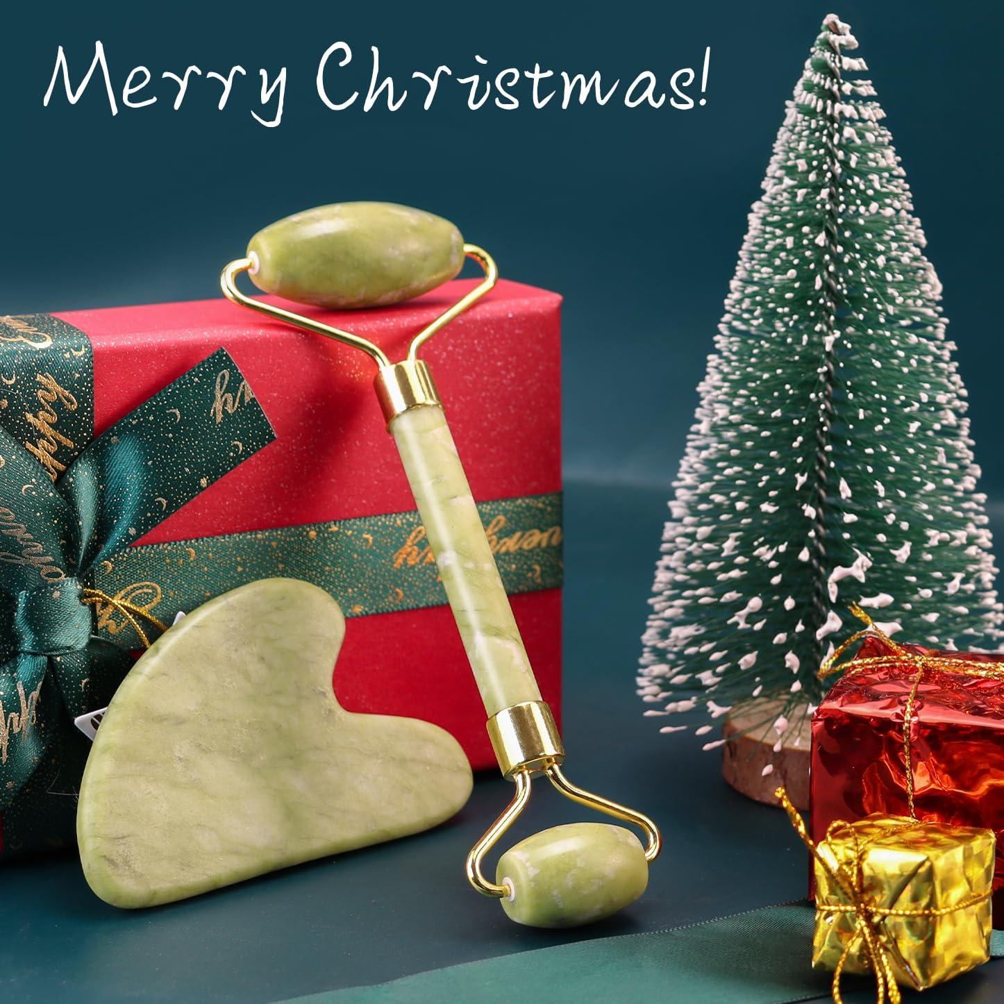 huefull huefull Jade Roller Set & Gua Sha Facial ToolsIce Face Roller for Face Skin Care GiftChristmas Gifts