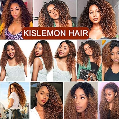 Kislemon Kinky Curly Hair Ombre 1B 30 Ombre 2 Tone 1B/30 Kinky Curly Human Hair Weave Bundles 1 piece, Black Roots Ombre Brown Real Brazilian Remy Hair Weave Bundles (10 inches)