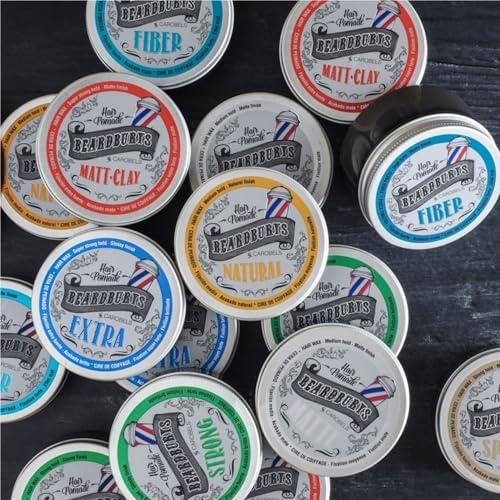 BY CAROBELS BEARDBURYS BY CAROBELS BEARDBURYS Barber Grade Spider Hair Styling Wax With Medium Hold & Natural Looking Finish, Hair Volume for Men, 3,5 Fl Oz, Unscented, 1 Ounce