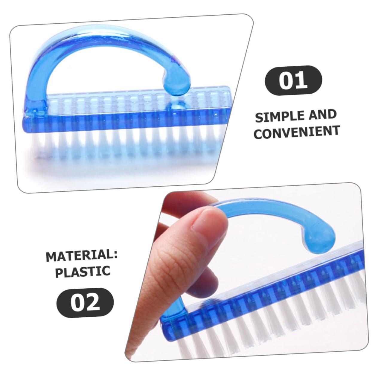 Ipetboom Ipetboom 4pcs Nail Scrub Brush Finger Manicure Scrub Brush Techniques Toe Scrubber Gel Grout Brush Nail Clipper under Brushes Nail Whitener Clean Toenail Brush Impress Block Blue Plastic