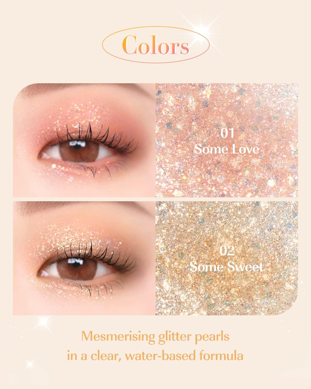 AMTS AMTS Webtoon True Beauty - 02 Some Sweet Glitter | Liquid Pink Gold Chunky Glitter Eyeshadow | Highlighter, K-Drama Korean Makeup, Highly Pigmented, Long Lasting Shimmer (Some Sweet)