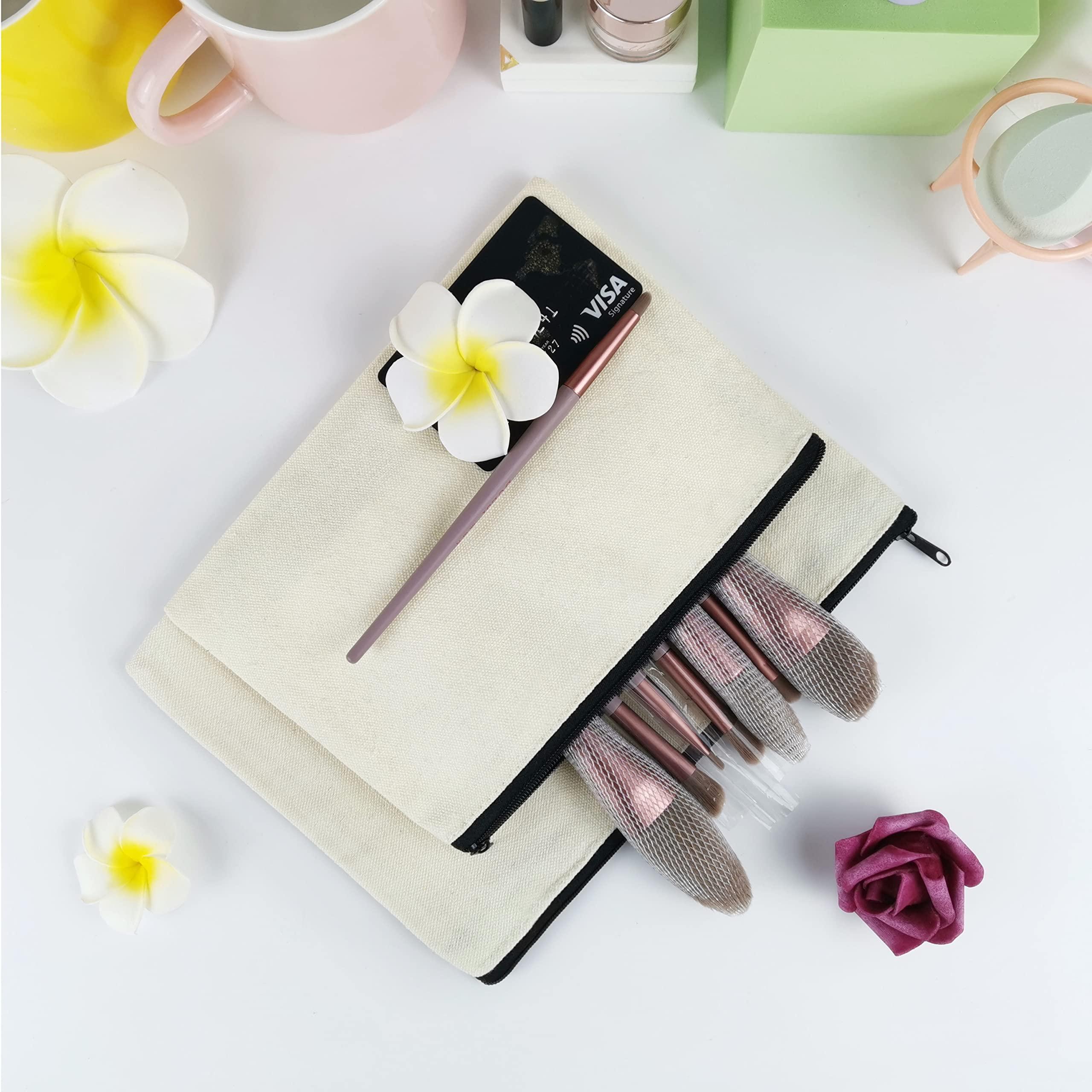 Koolmox Koolmox Canvas Makeup Bags, Canvas Zipper Pouch Bulk, 40 Pack 9x7\'\' Large Cosmetic Pouch Plain Craft Blanks Bag for Women to Personalize Decorate Tie Dye Vinyl Print to Travel Cosmetic Toiletry Pouch