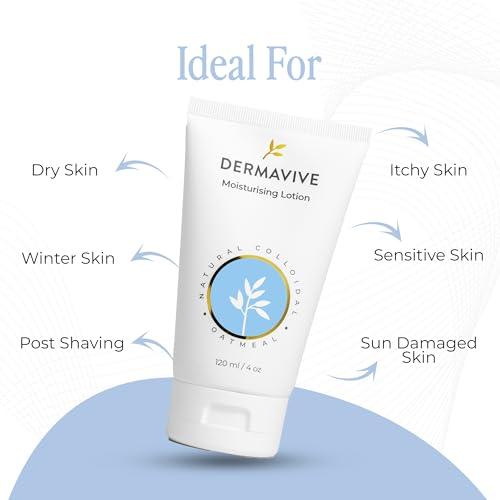 Dermavive Dermavive Vitamin E & Colloidal Oatmeal Moisturizing Face & Body Lotion - Hydrating pH-Balanced Moisturizer for Dry Skin - Suitable for Kids, Teens & Adults, 120ml (4.05 fl oz)