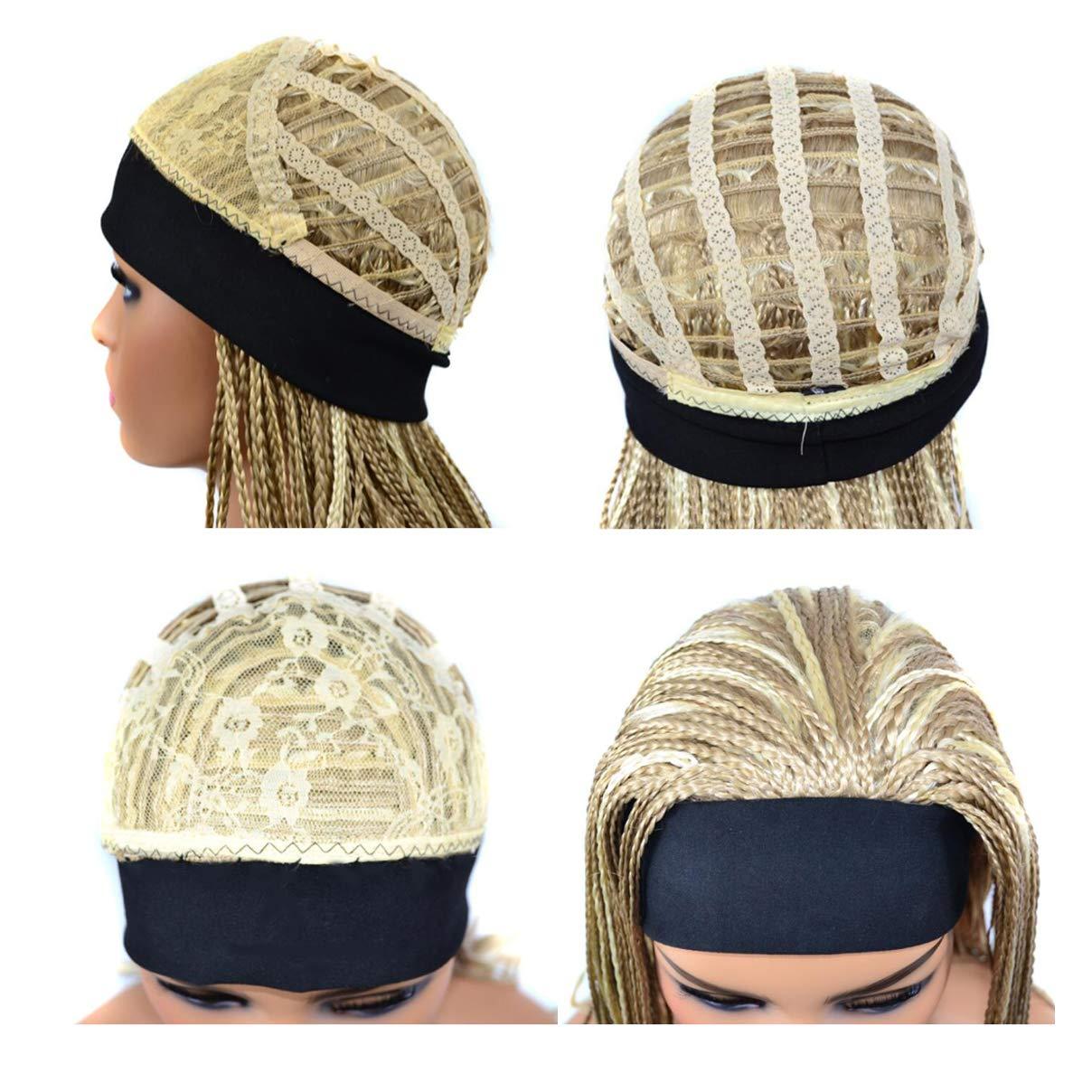 KXW KXW Braided Headband Wigs for Black Women, Long Braided Wigs with Handband Attached, Box Braid Wig Crochet Hair, Hip Hop Punk Style (4 Colors, 18in/45cm)