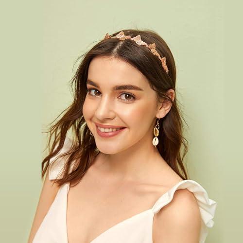 Beaupretty Butterfly Headband,Hollow Metal Headband Alloy Tiara Headpiece Hair Accessories for Women Girls,Gold