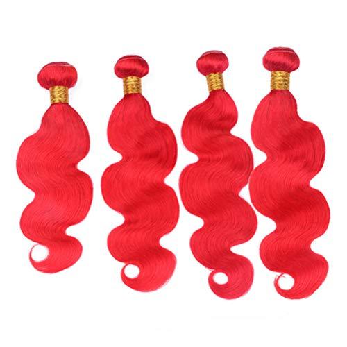 General Zara Hair Brazilian Red Hair 4 Bundles Deals Body Wave Bright Red Human Hair Extensions Cheap Red Wavy Virgin Hair Weave Wefts 400g/Lot Mixed Length (10 10 10 10 Inch)