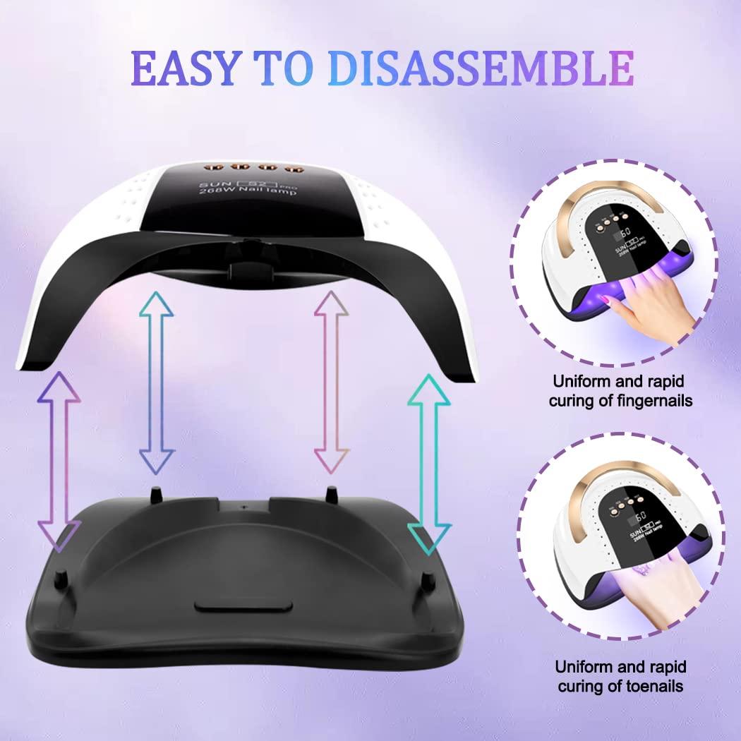 LKE 268W UV LED Nail Lamp, LKE Nail Dryer for Gel Polish, 4 Timers UV Nail Lamp Professional Nail Light, 57Pcs Lamp Beads and Automatic Sensor(White)