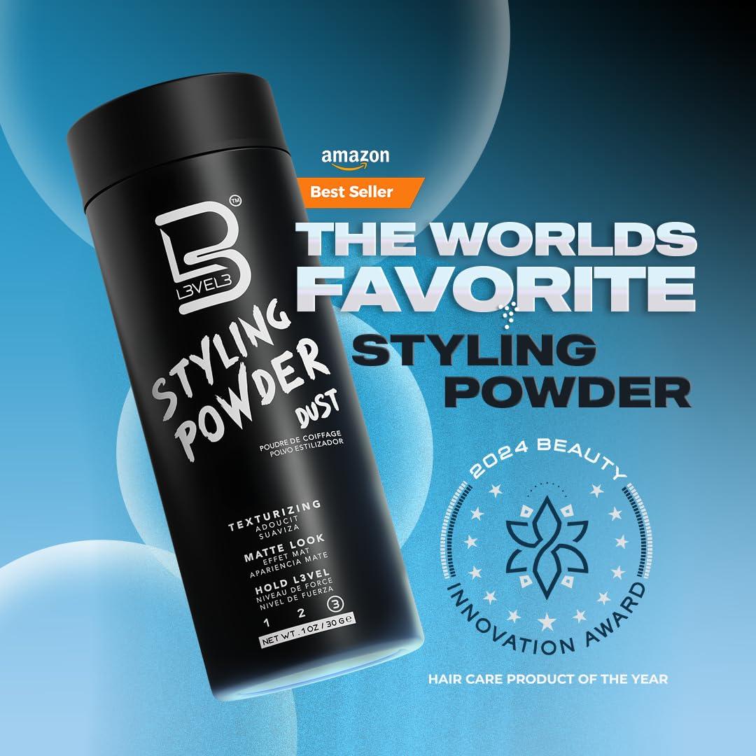 L3 L3 Level 3 Styling Powder - Natural Look Mens Powder - Easy to Apply with No Oil or Greasy Residue (Large - 60 Grams)
